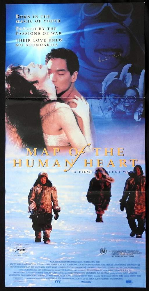 MAP OF THE HUMAN HEART Original Daybill Movie poster AUTOGRAPHED by Vincent Ward
