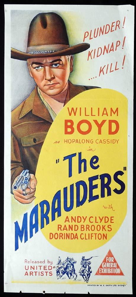 THE MARAUDERS Original Daybill Movie poster William Boyd Hopalong Cassidy