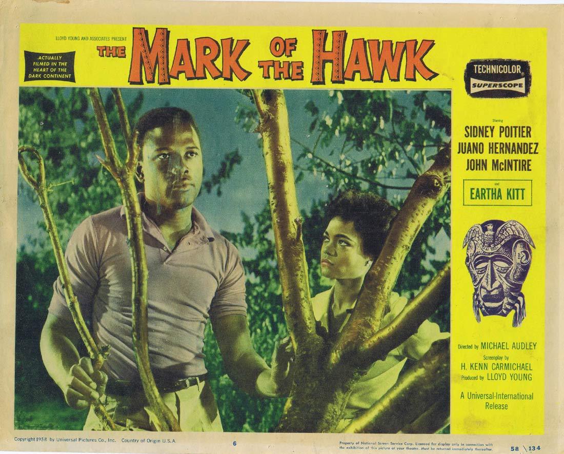 MARK OF THE HAWK Original Lobby Card 6 Eartha Kitt Sidney Poitier