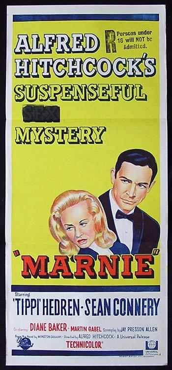 MARNIE Movie Poster 1964 Alfred Hitchcock Connery Hedren daybill NZ