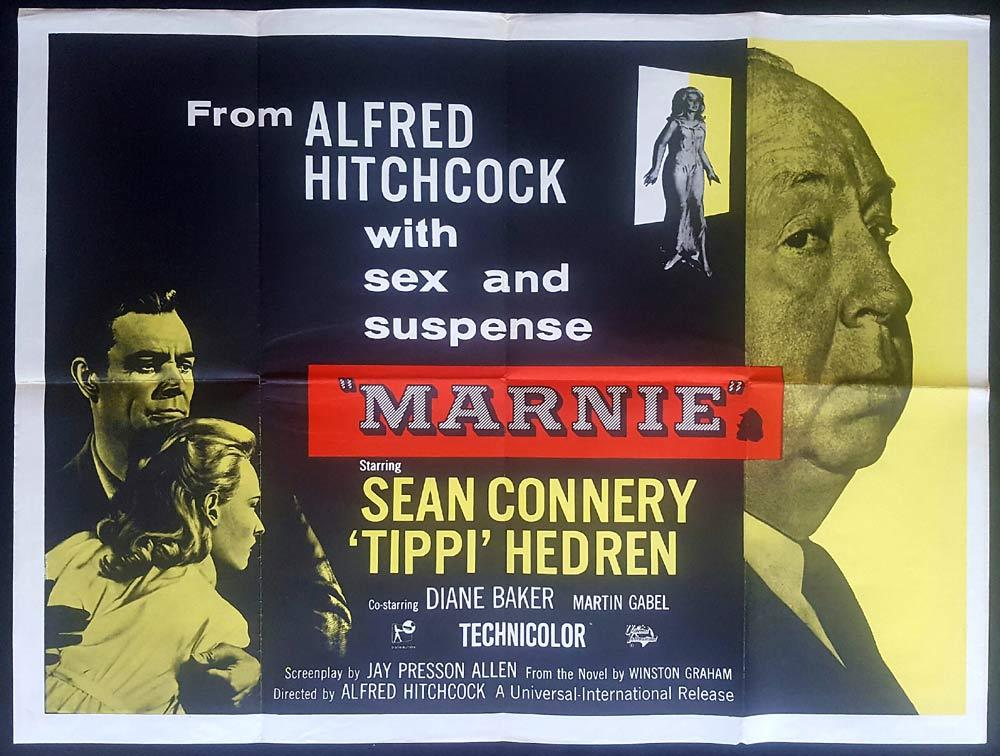 MARNIE Original 1970s British Quad Movie poster Sean Connery Tippi Hedren