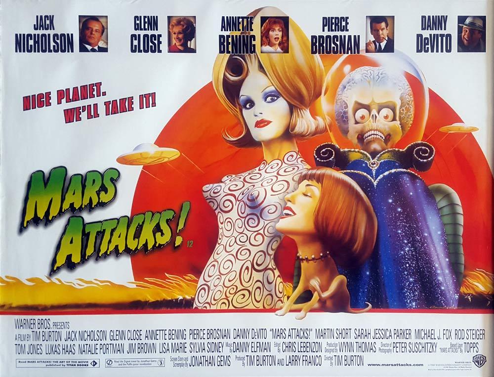 MARS ATTACKS British Quad Movie poster Jack Nicholson Phllip Castle art