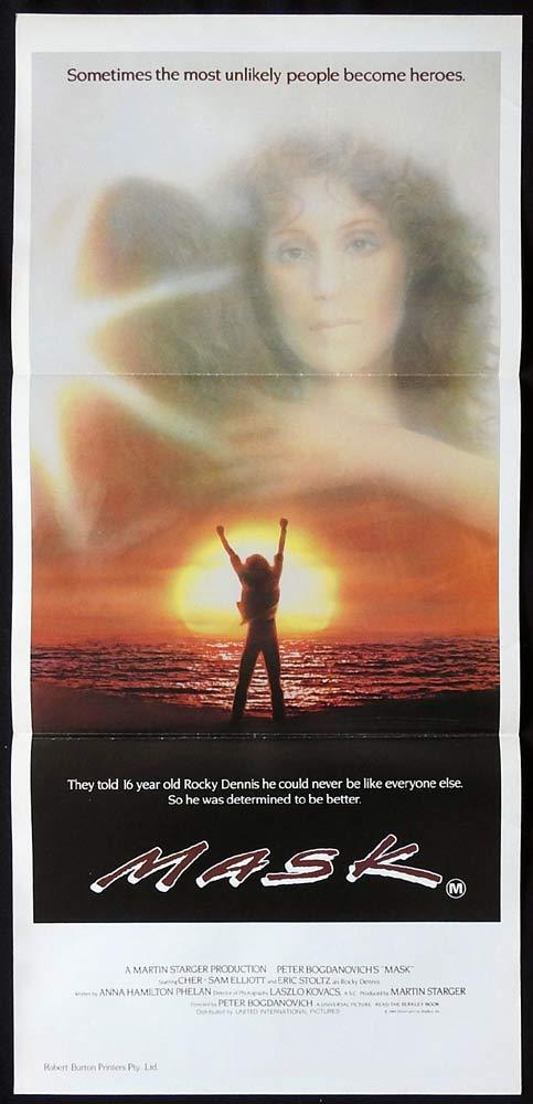 MASK Original Daybill Movie Poster Eric Stolz Sam Elliott CHER Peter Bogdanovich