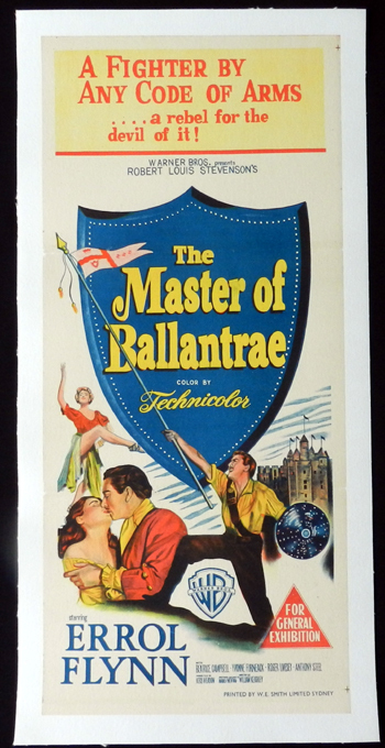 MASTER OF BALLANTRAE 1953 Errol Flynn LINEN BACKED Daybill movie poster