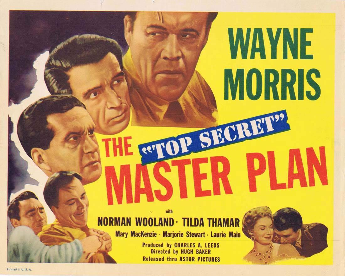 THE MASTER PLAN Title Lobby Card Wayne Morris 1955 Film Noir