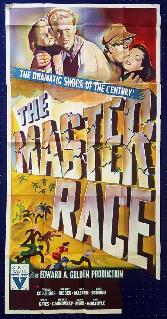 THE MASTER RACE Australian Three Sheet Movie poster RKO George Coulouris