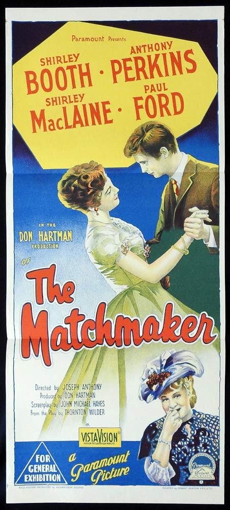 THE MATCHMAKER Original Daybill Movie poster Shirley Booth Anthony Perkins