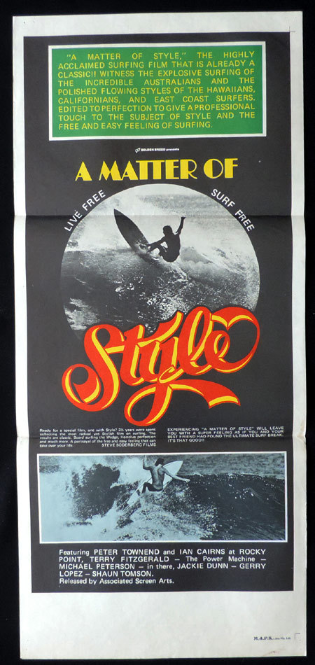 A MATTER OF STYLE Daybill Movie Poster 1976 SURFING