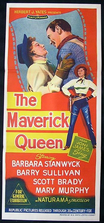 THE MAVERICK QUEEN Barbara Stanwyck Daybill Movie poster