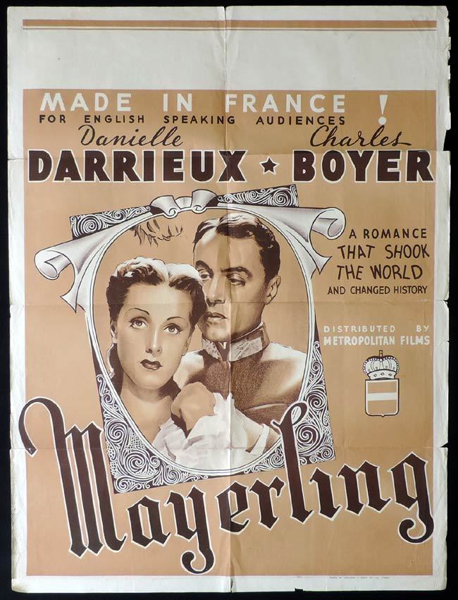MAYERLING One Sheet Movie Poster Charles Boyer Danielle Darrieux