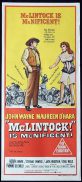 McLINTOCK Original Daybill Movie Poster JOHN WAYNE Maureen O'Hara Chill Wills