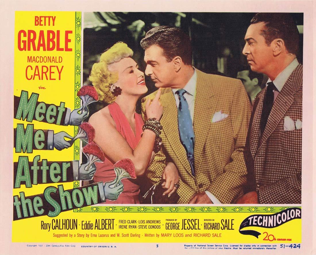 MEET ME AFTER THE SHOW Lobby Card 5 Betty Grable Macdonald Carey Rory ...