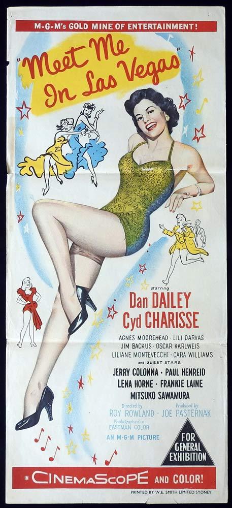 MEET ME IN LAS VEGAS Original Daybill Movie poster Dan Dailey Cyd Charisse
