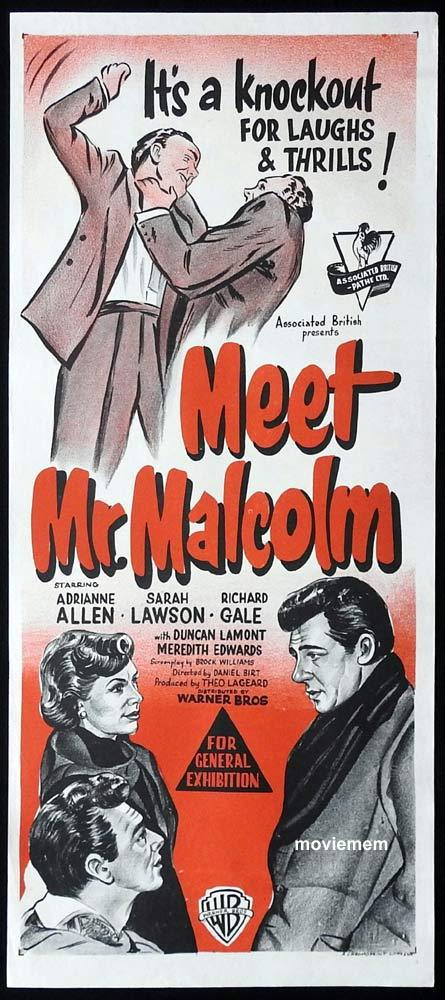 MEET MR MALCOLM Original Daybill Movie Poster Adrianne Allen Sarah Lawson