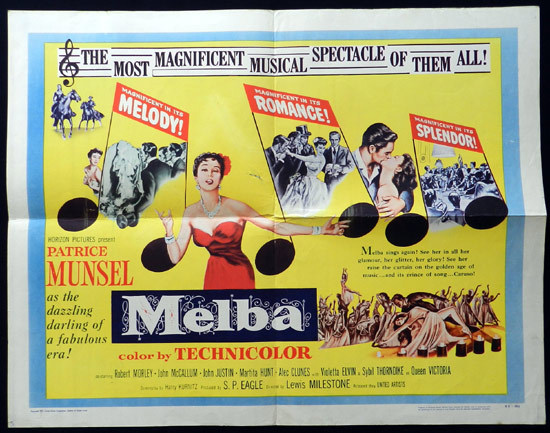 MELBA 1953 US Half Sheet Dame Nellie Melba Movie Poster A