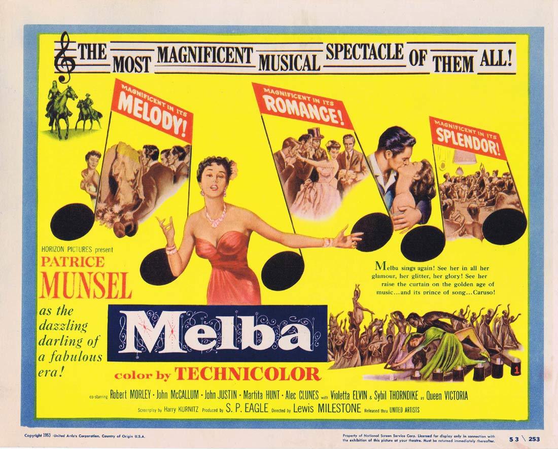 MELBA 1953 Title Lobby Card Dame Nellie Melba