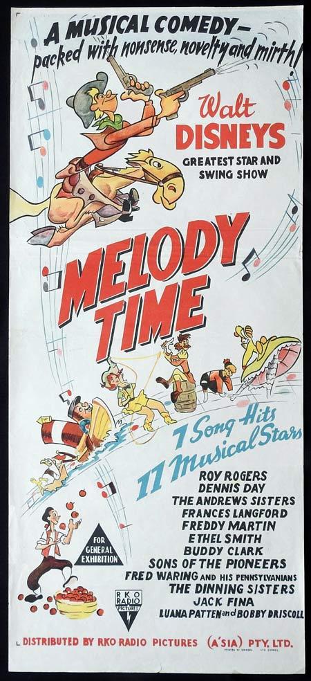 MELODY TIME Original daybill Movie Poster WALT DISNEY RKO Roy Rogers