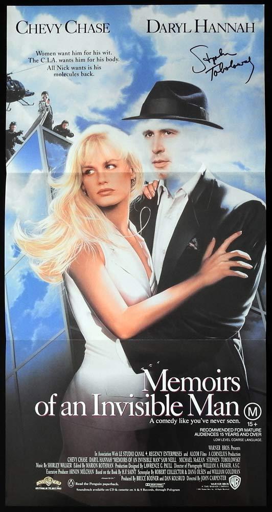 MEMOIRS OF AN INVISIBLE MAN Daybill Movie Poster AUTOGRAPH Stephen Tobolowsky