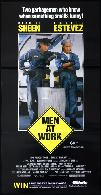 MEN AT WORK 1990 Daybill Movie poster Charlie Sheen Emilio Estevez
