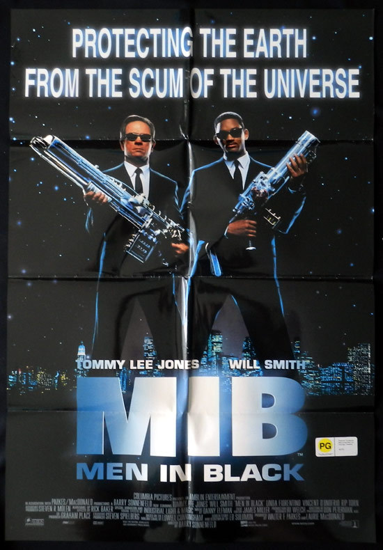 MEN IN BLACK Original One sheet Movie poster Tommy Lee Jones Will Smith