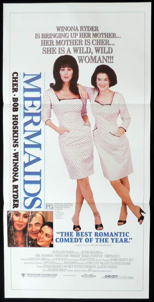 MERMAIDS Original Daybill Movie Poster Cher Bob Hoskins Winona Ryder