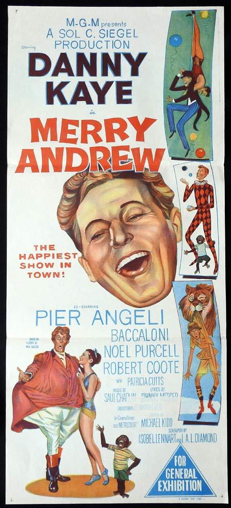 MERRY ANDREW Original Daybill Movie Poster Danny Kaye Pier Angeli
