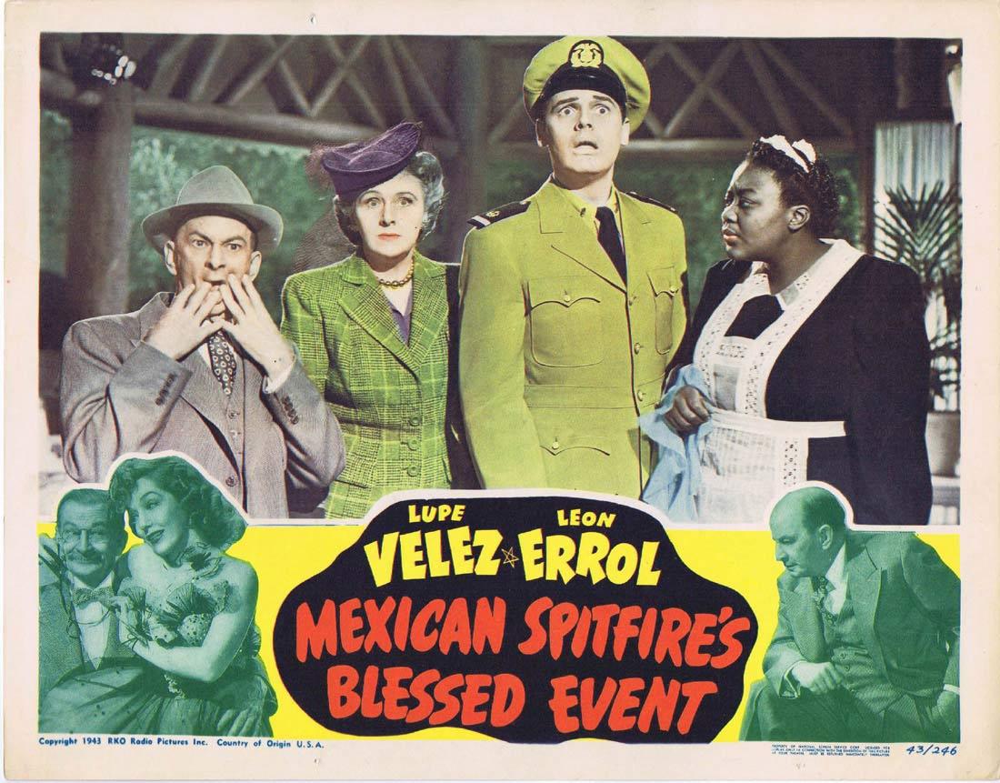 MEXICAN SPITFIRE’S BLESSED EVENT Lobby Card Lupe Vélez Leon Errol Walter Reed RKO