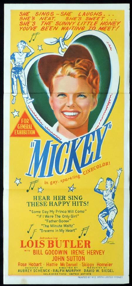 MICKEY Original Daybill Movie Poster 1948 Lois Butler