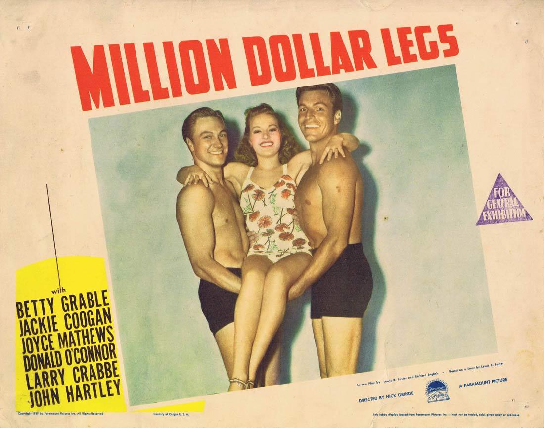 MILLION DOLLAR LEGS Vintage Lobby Card Betty Grable Jackie Coogan