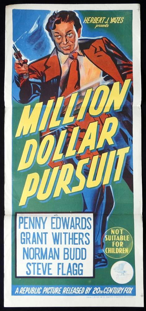 MILLION DOLLAR PURSUIT Original Daybill Movie poster Penny Edwards Grant Withers