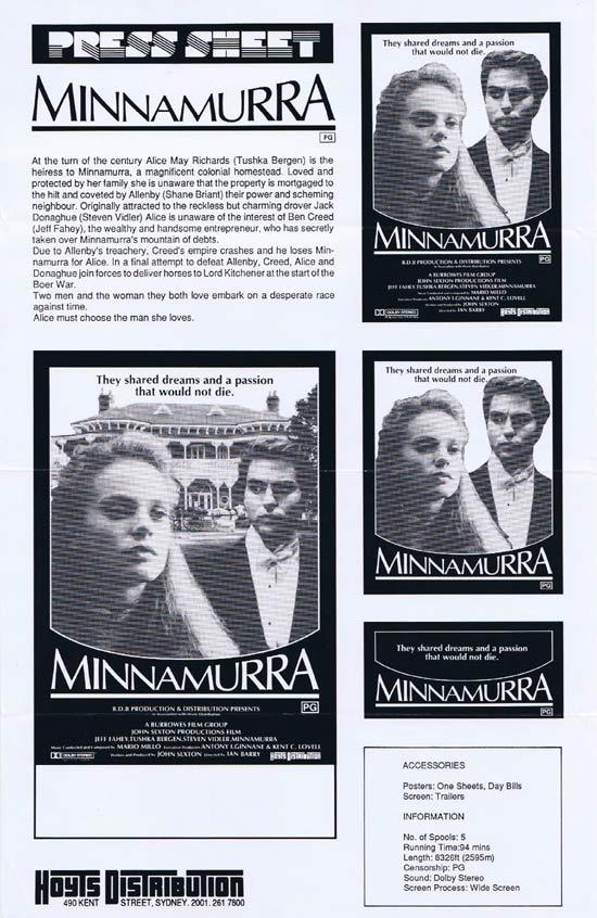 MINNAMURRA Rare AUSTRALIAN Movie Press Sheet