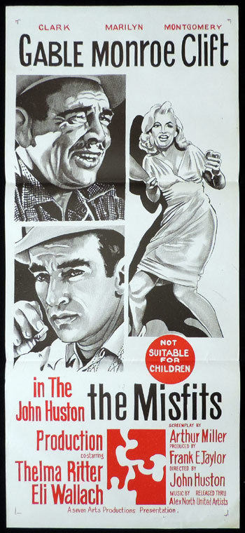 THE MISFITS Australian Daybill Movie poster Marilyn Monroe James Dean