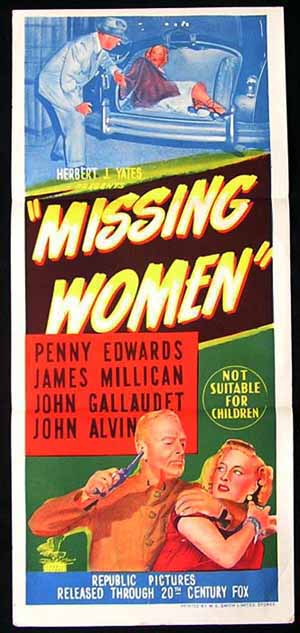 MISSING WOMEN Daybill Movie Poster Penny Edwards NOIR poster