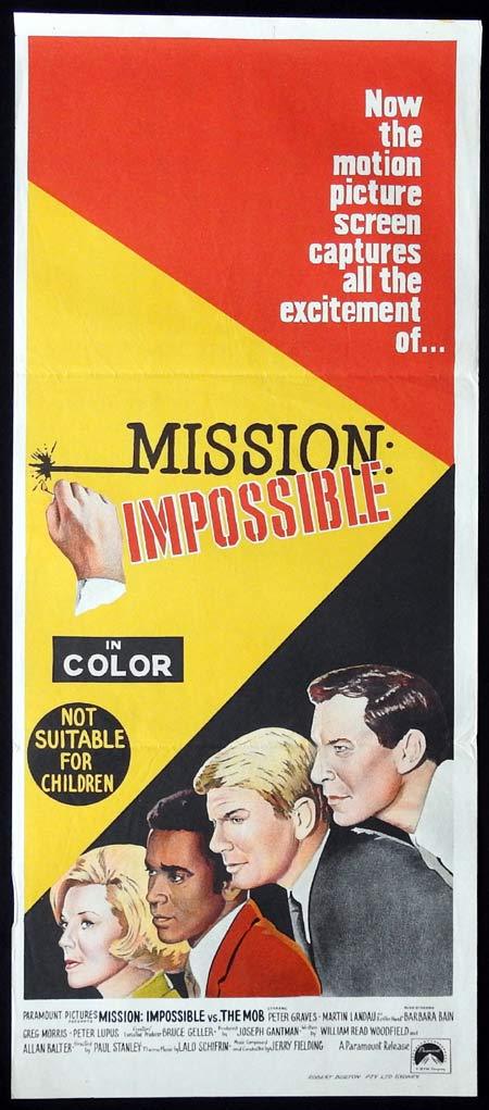 MISSION IMPOSSIBLE Original Daybill Movie Poster Peter Graves Martin Landau Barbara Bain