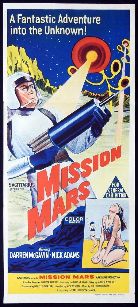 MISSION MARS Original Daybill Movie Poster Darren McGavin Nick Adams Sci Fi