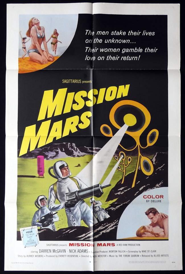 MISSION MARS Original US One sheet Movie Poster Sci Fi Darren McGavin