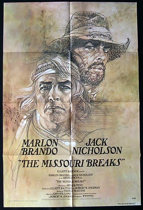 THE MISSOURI BREAKS Original One sheet Movie poster Jack Nicholson Marlon Brando