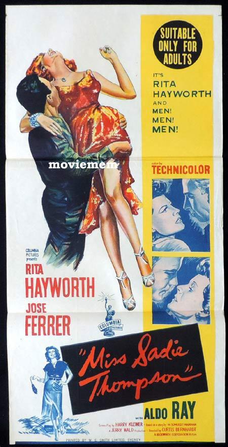 MISS SADIE THOMPSON Original Daybill Movie Poster Rita Hayworth José Ferrer Aldo Ray
