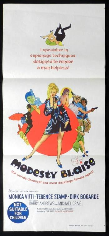 MODESTY BLAISE Monica Vitti RARE Daybill Movie poster