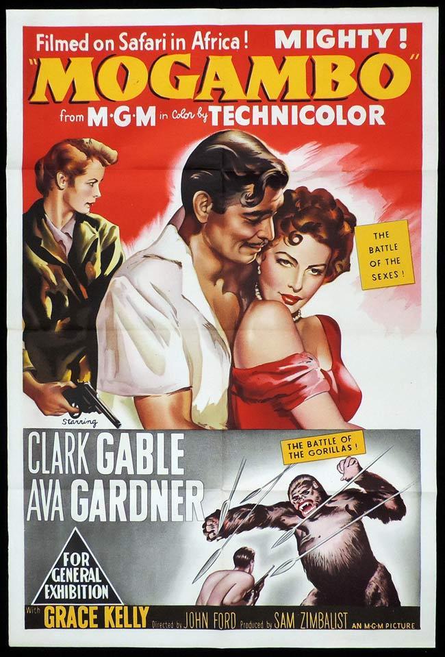 MOGAMBO Original One sheet Movie Poster CLARK GABLE Ava Gardner