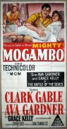 MOGAMBO Original 3 Sheet Movie Poster Clark Gable, Ava Gardner and Grace Kelly