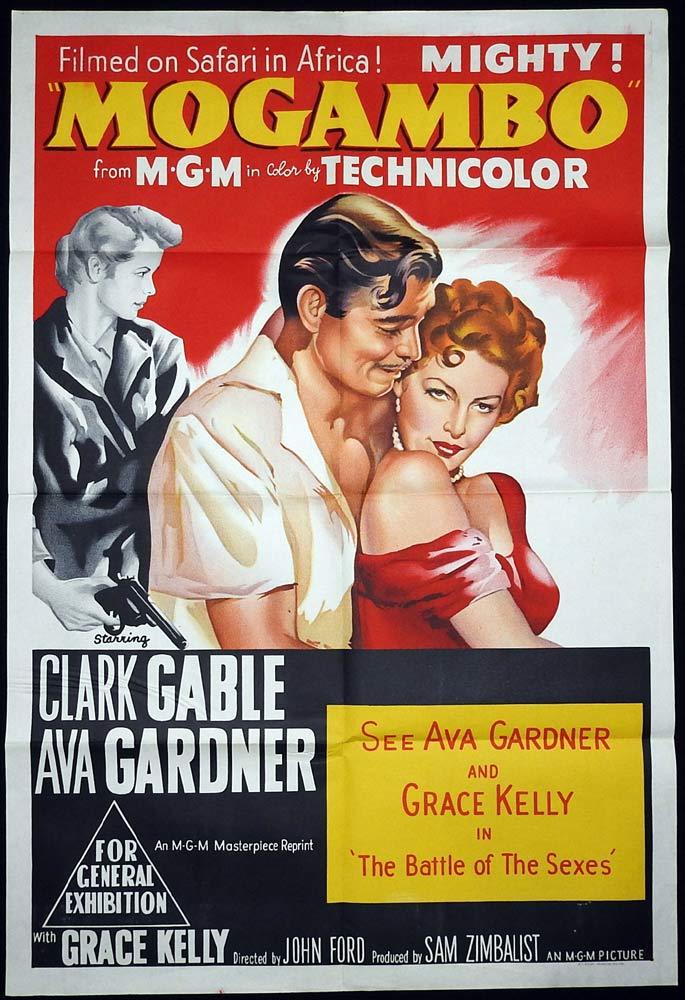 MOGAMBO Original 1962r One sheet Movie Poster CLARK GABLE Ava Gardner