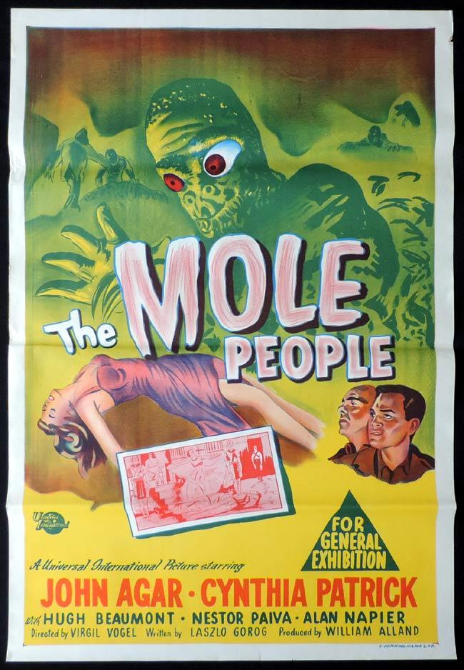 THE MOLE PEOPLE Original ONE SHEET Movie Poster John Agar Sci Fi