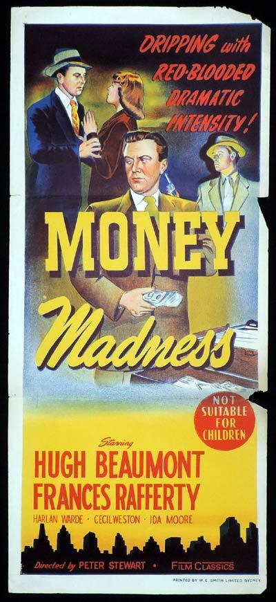 MONEY MADNESS Original Daybill Movie Hugh Beaumont Film Noir