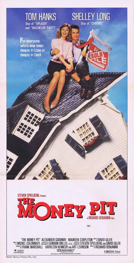 THE MONEY PIT Original Daybill Movie Poster TOM HANKS Shelley Long Philip Bosco