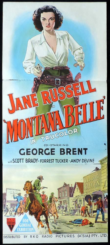 MONTANA BELLE Original Daybill Movie Poster RKO Jane Russell