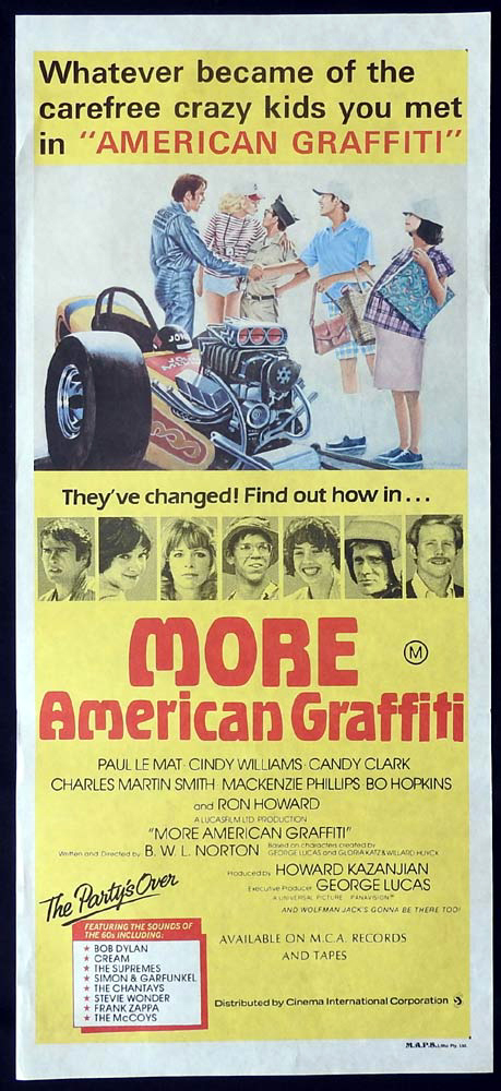 MORE AMERICAN GRAFFITI Original Daybill Movie Poster Ron Howard Candy Clark