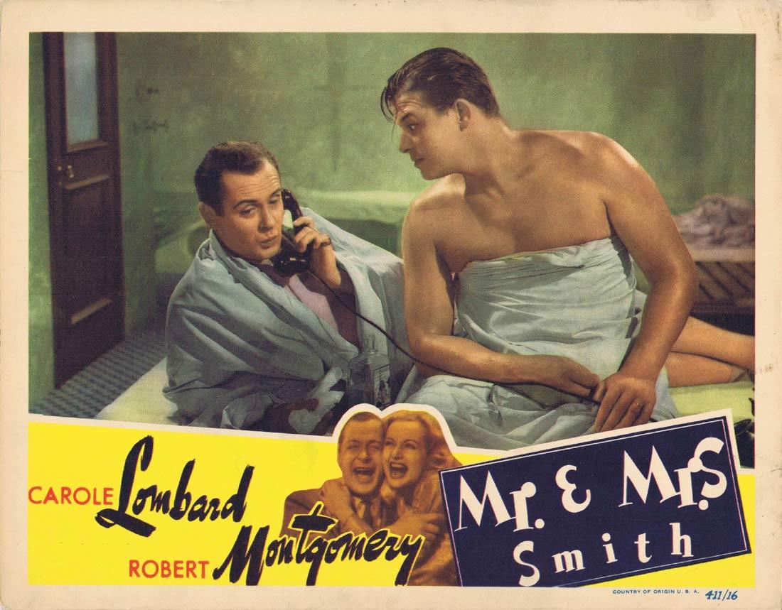 MR AND MRS SMITH  Lobby card 1941 Alfred Hitchcock Lombard