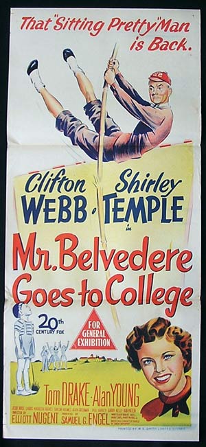 MR BELVEDERE GOES TO COLLEGE Daybill Movie poster 1951 Shirley Temple