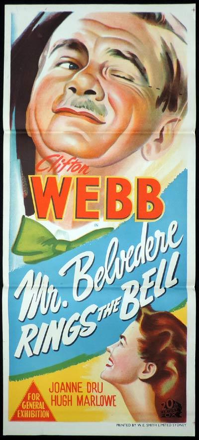 MR BELVEDERE RINGS THE BELL Original Daybill Movie Poster Clifton Webb